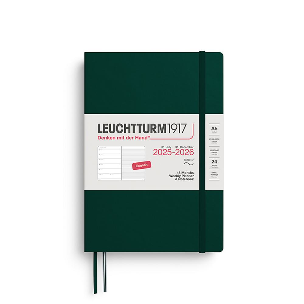 Leuchtturm, Green, Planners, Art & School, 2026, A5, Medium, 18 Month, Softcover, Weekly, Notebook, Forest Green, 948112
